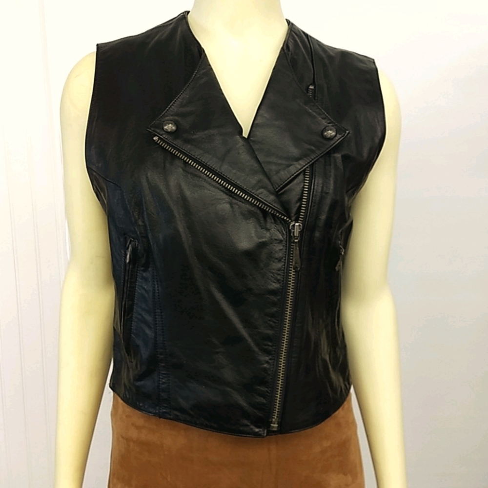 HARLEY-DAVIDSON LEATHER VEST, WOMEN'S SIZE M